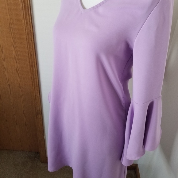 Everly Lavender Bell Sleeved Dress - Picture 2 of 6